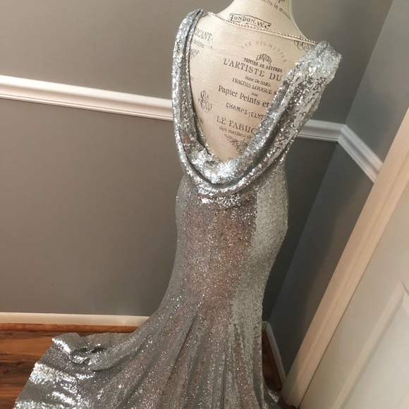 Dresses & Skirts - 🆕🌹SEQUINED•SILVER•GOWN💫